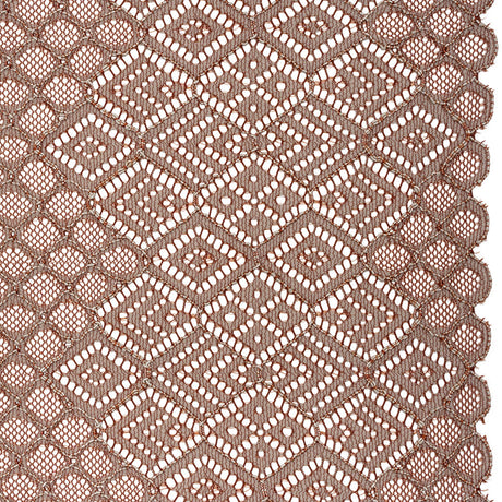 Corded Lace with Finished Edges - Maroon and Taupe Decorated Diamond Stripes