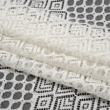 Corded Lace with Finished Edges - Ivory Decorated Diamond Stripes
