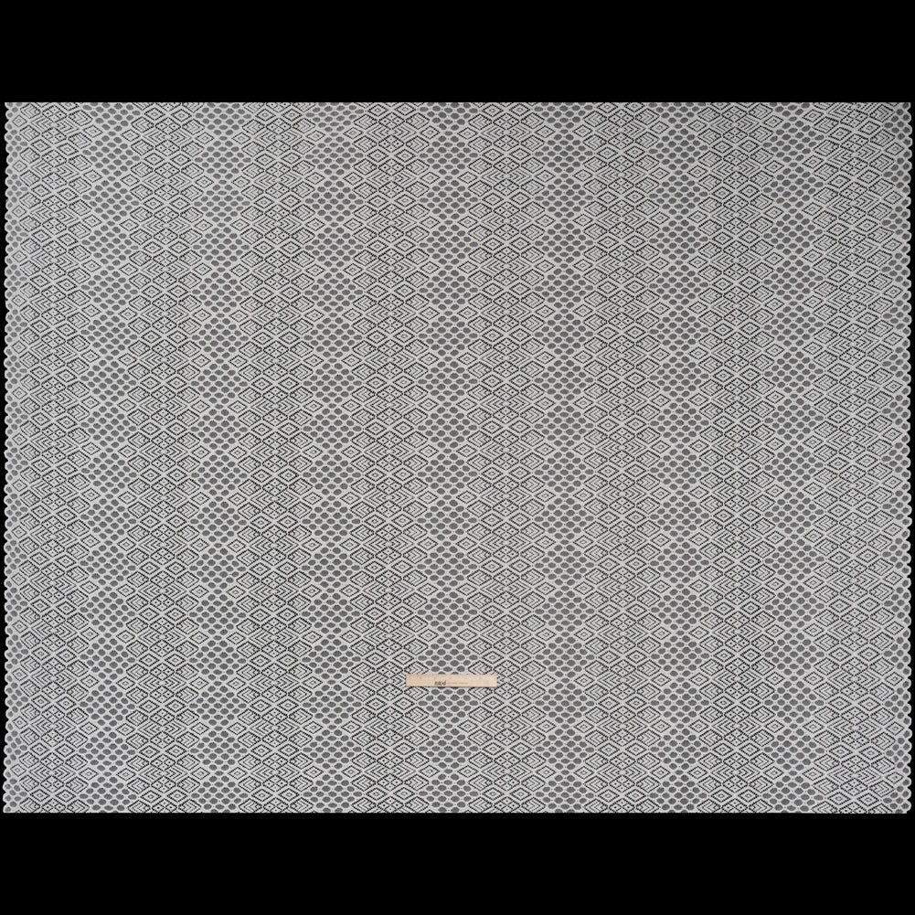 Corded Lace with Finished Edges - Ivory Decorated Diamond Stripes