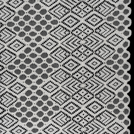 Corded Lace with Finished Edges - Ivory Decorated Diamond Stripes