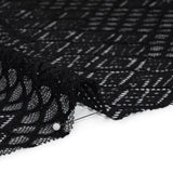 Corded Lace with Finished Edges - Black Decorated Diamond Stripes