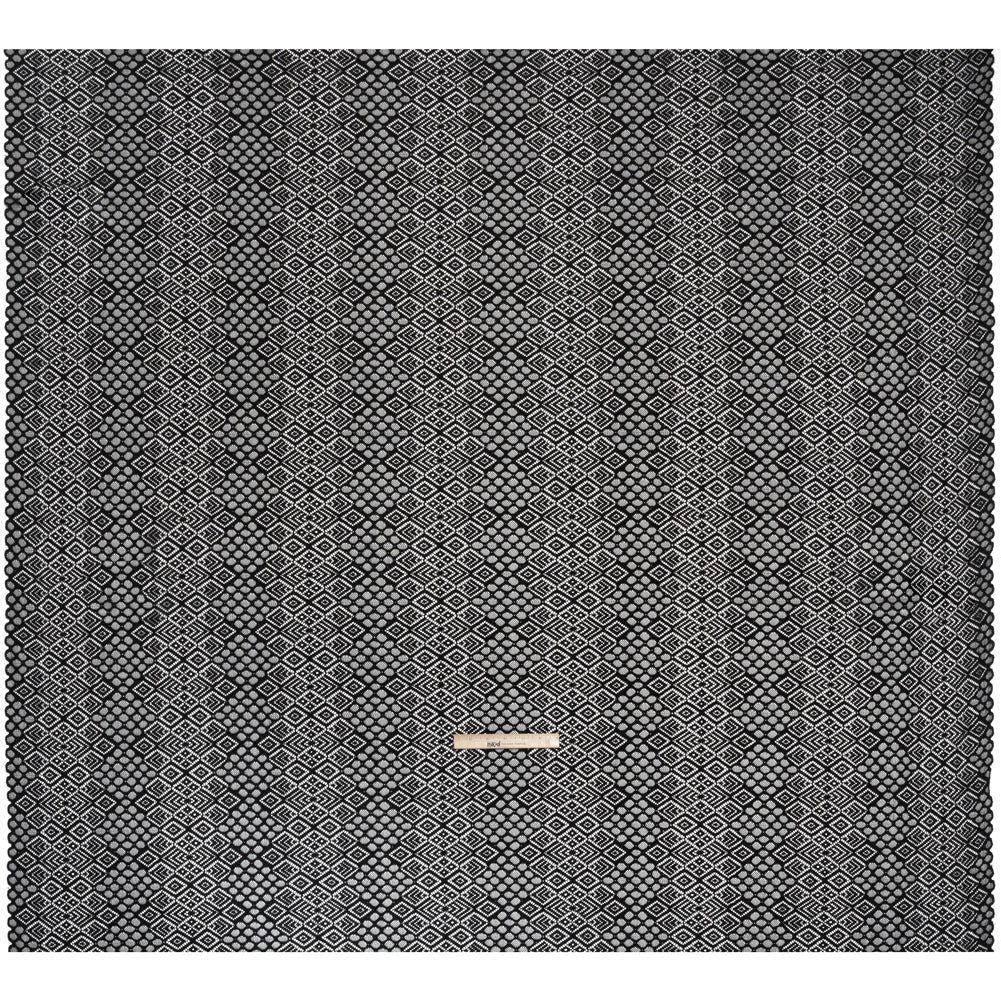 Corded Lace with Finished Edges - Black Decorated Diamond Stripes