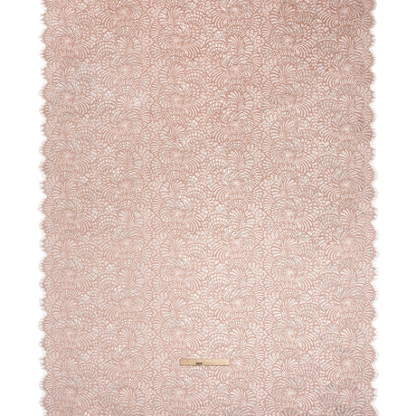 Metallic Raschel Lace Panel with Finished Edges - Blush and Silver Swirling Fans