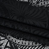 Luminous Raschel Lace Panel with Finished Edges - Black Fancy Floral Scallops