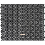 Luminous Raschel Lace Panel with Finished Edges - Black Fancy Floral Scallops