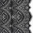 Luminous Raschel Lace Panel with Finished Edges - Black Fancy Floral Scallops