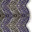 Corded Lace Panel with Finished Edges - Black, Blue and Gold Flowers and Leafy Vines