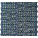 Corded Lace Panel with Finished Edges - Black, Blue and Teal Flowers and Leafy Vines