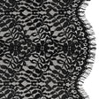 Corded Lace Panel with Finished Edges - Black Flowers and Leafy Vines