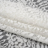 Corded Lace Panel with Finished Edges - Ivory Flowers and Leafy Vines