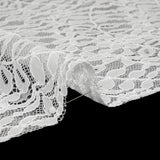 Corded Lace Panel with Finished Edges - Ivory Flowers and Leafy Vines