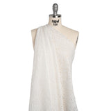 Corded Lace Panel with Finished Edges - Ivory Flowers and Leafy Vines