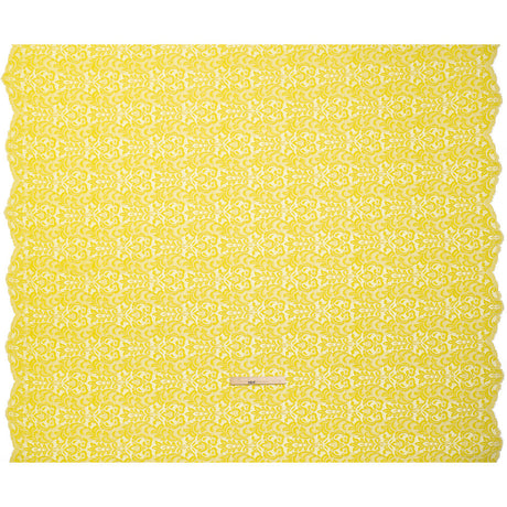 Corded Lace with Scalloped Finished Edges - Yellow and Ivory Leafy Vines and Flowers