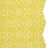 Corded Lace with Scalloped Finished Edges - Yellow and Ivory Leafy Vines and Flowers