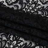 Corded Lace with Scalloped Finished Edges - Black Leafy Vines and Flowers