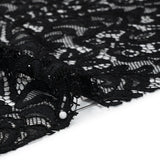 Corded Lace with Scalloped Finished Edges - Black Leafy Vines and Flowers