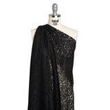 Corded Lace with Scalloped Finished Edges - Black Leafy Vines and Flowers