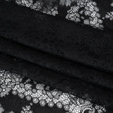 Raschel Lace Panel with Finished Edges - Black Ornate Leafy Chevrons