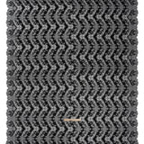 Raschel Lace Panel with Finished Edges - Black Ornate Leafy Chevrons