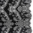 Raschel Lace Panel with Finished Edges - Black Ornate Leafy Chevrons