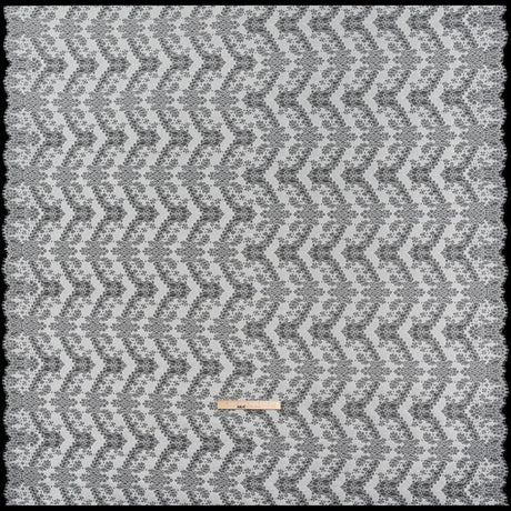 Raschel Lace Panel with Finished Edges - White PFD Ornate Leafy Chevrons