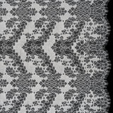 Raschel Lace Panel with Finished Edges - White PFD Ornate Leafy Chevrons