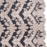 Raschel Lace Panel with Finished Edges - Shell Pink and Navy Ornate Leafy Chevrons