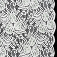 Re-Embroidered Stretch Lace with Finished Edges - Ivory and Dusty Aqua Blossom Trios and Leaves - Tatiana Collection