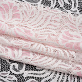 Re-Embroidered Stretch Lace with Finished Edges - Ivory and Roseate Pink Blossom Trios and Leaves - Tatiana Collection
