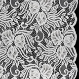 Re-Embroidered Stretch Lace with Finished Edges - Ivory Blossom Trios and Leaves - Tatiana Collection