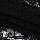 Re-Embroidered Stretch Lace with Finished Edges - Black Blossom Trios and Leaves - Tatiana Collection