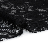 Re-Embroidered Stretch Lace with Finished Edges - Black Blossom Trios and Leaves - Tatiana Collection