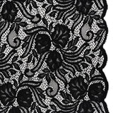 Re-Embroidered Stretch Lace with Finished Edges - Black Blossom Trios and Leaves - Tatiana Collection