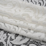 Stretch Re-Embroidered Lace with Finished Edges - Ivory Paisley Leaves and Florals