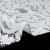 Stretch Re-Embroidered Lace with Finished Edges - Ivory Paisley Leaves and Florals