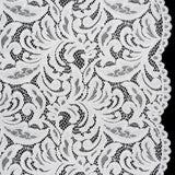Stretch Re-Embroidered Lace with Finished Edges - Ivory Paisley Leaves and Florals