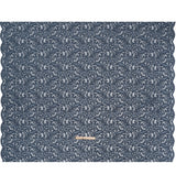 Stretch Re-Embroidered Lace with Finished Edges - True Indigo Paisley Leaves and Florals