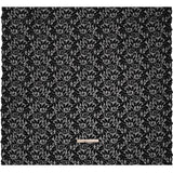 Stretch Re-Embroidered Lace with Finished Edges - Black Curling Leafy Stems