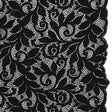 Stretch Re-Embroidered Lace with Finished Edges - Black Curling Leafy Stems