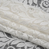 Stretch Re-Embroidered Lace with Finished Edges - Ivory Curling Leafy Stems