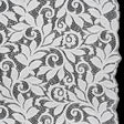 Stretch Re-Embroidered Lace with Finished Edges - Ivory Curling Leafy Stems