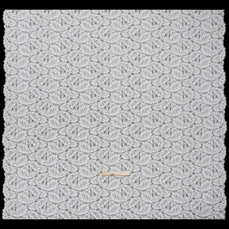 Stretch Re-Embroidered Lace with Finished Edges - Ivory Waving Leaves