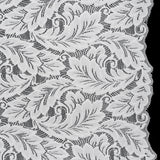 Stretch Re-Embroidered Lace with Finished Edges - Ivory Waving Leaves
