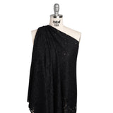 Stretch Re-Embroidered Lace with Finished Edges - Black All-Over Roses