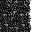 Stretch Re-Embroidered Lace with Finished Edges - Black All-Over Roses