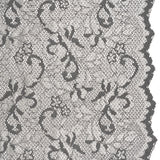 Stretch Raschel Lace with Finished Scalloped Edges - Luminous Silver and Gray Flowers, Leaves and Swirls - Crina Collection