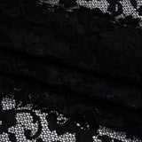 Stretch Raschel Lace with Finished Scalloped Edges - Black Flowers, Leaves and Swirls - Crina Collection