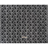 Stretch Raschel Lace with Finished Scalloped Edges - Black Flowers, Leaves and Swirls - Crina Collection