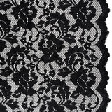 Stretch Raschel Lace with Finished Scalloped Edges - Black Flowers, Leaves and Swirls - Crina Collection