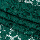 Stretch Raschel Lace with Finished Scalloped Edges - Luminous Emerald Green Flowers, Leaves and Swirls - Crina Collection